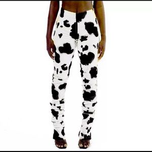 Dairy Spot Soft Velvet ZipUp Front to Back Leggins